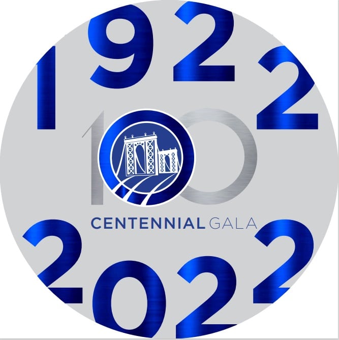 Centennial Gala Logo Silver and blue