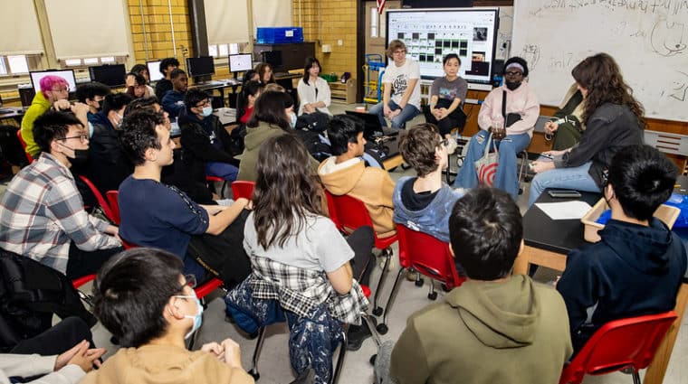 Alumni with students